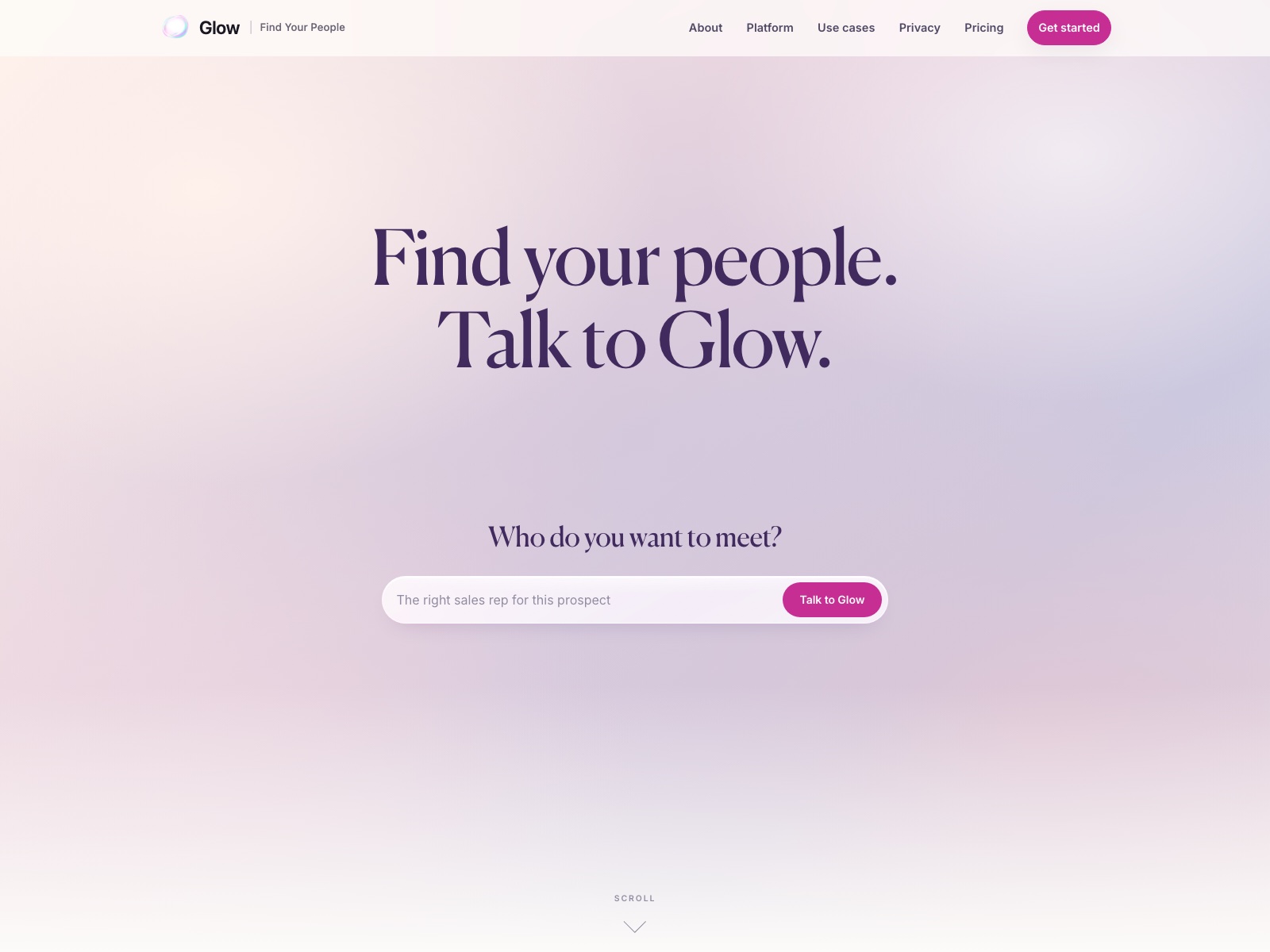 The talktoglow.com homepage